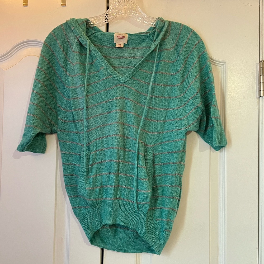 Mossimo Supply Co. Teal Striped Sweater Poncho